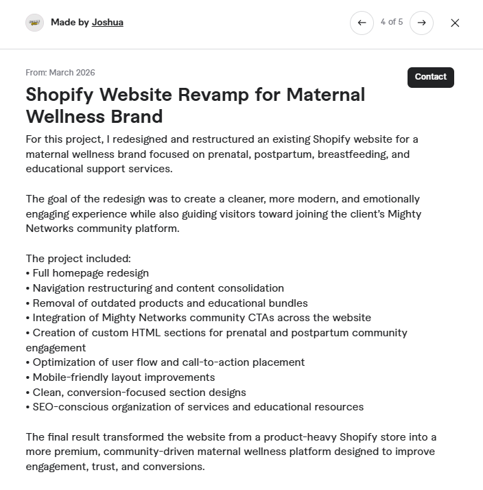 Shopify website revamp for a maternal wellness brand